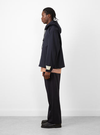 Two Tuck Side Adjustable Pants Navy Wool by Farah Japan at Couverture and The Garbstore model side profile