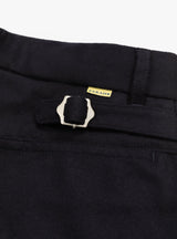 Two Tuck Side Adjustable Pants Navy Wool by Farah Japan at Couverture and The Garbstore tab adjuster