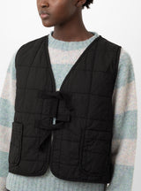 Cropped Light Padded Quited Vest Black by Girls of Dust at Couverture and The Garbstore close up