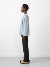 Long Sleeve Pull Over Top Flannel Denim Blue by Girls of Dust at Couverture and The Garbstore side profile