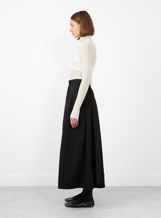 Smocked Tie Front Skirt Black by Modern Weaving at Couverture and The Garbstore side profile 