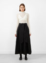 Smocked Tie Front Skirt Black by Modern Weaving at Couverture and The Garbstore full profile 