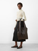 Oversize XL Shopper Braun by Modern Weaving at Couverture and The Garbstore on model 