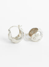 Bubble Hoops with Pearl Caps Sterling Silver Pearl by Modern Weaving at Couverture and The Garbstore pair 