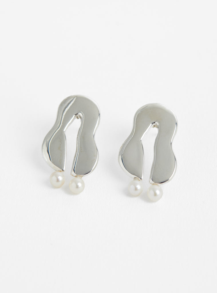 Wiggle Pearl Earrings Sterling Silver by Modern Weaving at Couverture and The Garbstore