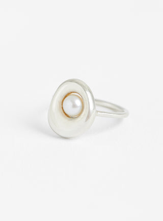 Arp Ring with Floating Pearl Stearling Silver by Modern Weaving at Couverture and The Garbstore