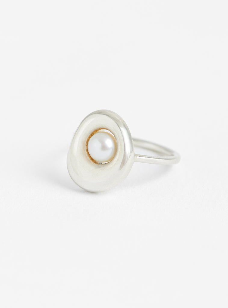 Arp Ring with Floating Pearl Stearling Silver by Modern Weaving at Couverture and The Garbstore