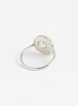 Arp Ring with Floating Pearl Stearling Silver by Modern Weaving at Couverture and The Garbstore rear 