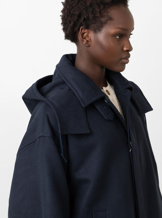 Pemel Dutch Hooded Coat Navy by BEAMS BOY at Couverture and The Garbstore close up