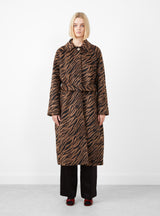 Alice Coat Wool Blend Jacquard Tiger Beige by Rejina Pyo at Couverture and The Garbstore with belt 