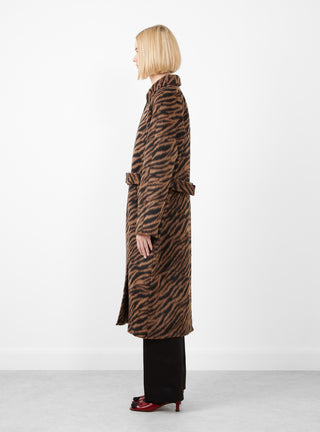 Alice Coat Wool Blend Jacquard Tiger Beige by Rejina Pyo at Couverture and The Garbstore side profile 