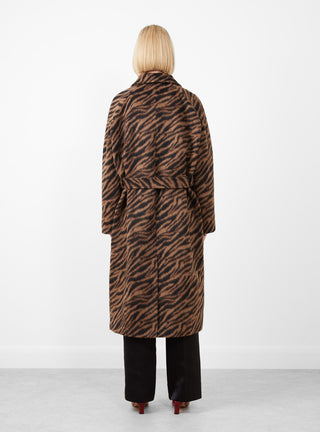 Alice Coat Wool Blend Jacquard Tiger Beige by Rejina Pyo at Couverture and The Garbstore rear 