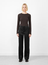 Cathy Trouser Duchesse Satin Black by Rejina Pyo at Couverture and The Garbstore on model 