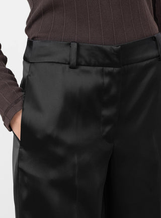 Cathy Trouser Duchesse Satin Black by Rejina Pyo at Couverture and The Garbstore close up 