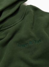 Wordmark Pigment Dyed Hoodie Forest by Museum of Peace and Quiet at Couverture and The Garbstore close up 