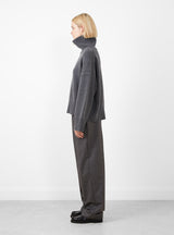 Silene Turtleneck Jumper Graphite Melange by Skall Studio at Couverture and The Garbstore side profile 