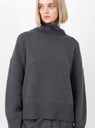 Silene Turtleneck Jumper Graphite Melange by Skall Studio at Couverture and The Garbstore close up 