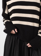 Campa Jumper Black Sand Stripe by Skall Studio at Couverture and the Garbstore close up 