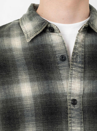 Rocco Plaid Shirt Grey by Stussy at Couverture and The Garbstore on model close up 