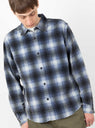 Rocco Plaid Shirt Blue by Stussy at Couverture and The Garbstore on model 