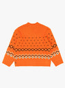 Roll V Neck Fairisle Sweater Orange by Stussy at Couverture and The Garbstore rear 