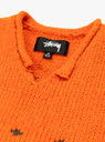 Roll V Neck Fairisle Sweater Orange by Stussy at Couverture and The Garbstore close up 