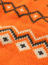 Roll V Neck Fairisle Sweater Orange by Stussy at Couverture and The Garbstore close up 