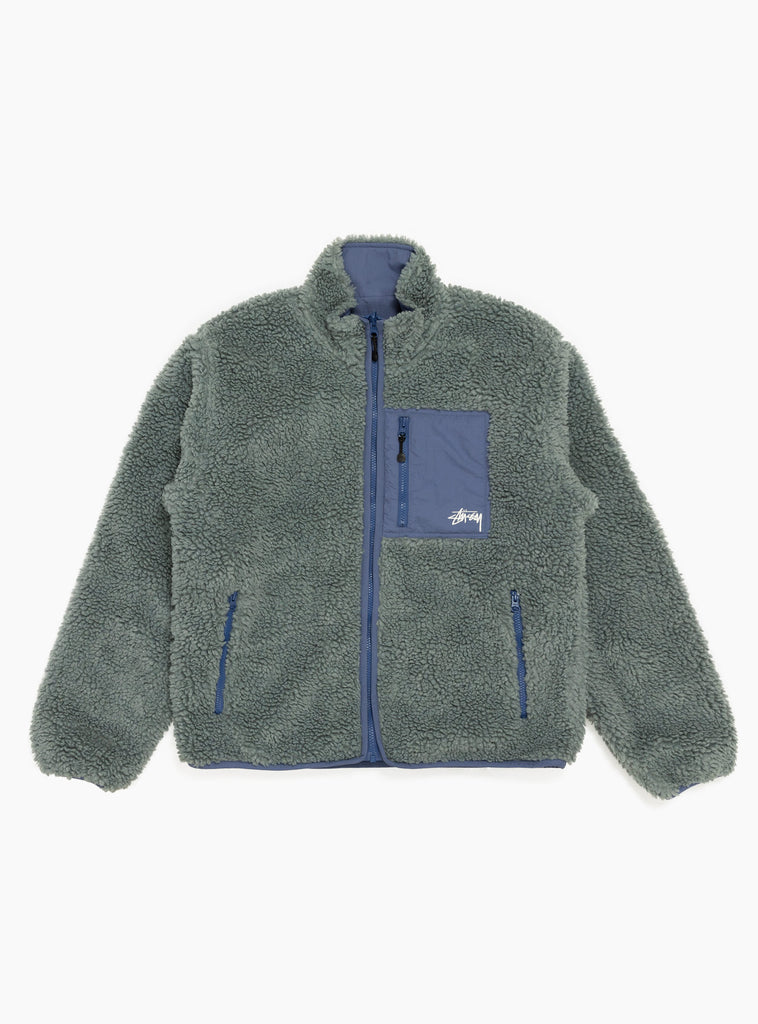 Sherpa Reversible Jacket Bluestone by Stussy at Couverture and The Garbstore