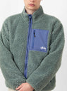 Sherpa Reversible Jacket Bluestone by Stussy at Couverture and The Garbstore close up 