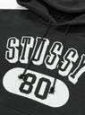 Stussy 80 Relaxed Hoodie Washed Black at Couverture and The Garbstore close up 