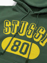 Stüssy 80 Relaxed Hoodie Pine at Couverture and The Garbstore close up 