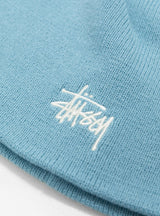 Basic Skullcap Beanie Slate Blue by Stussy at Couverture and The Garbstore close up 