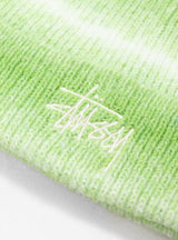 Cuff Basic Striped Beanie Lime by Stussy at Couverture and The Garbstore close up 