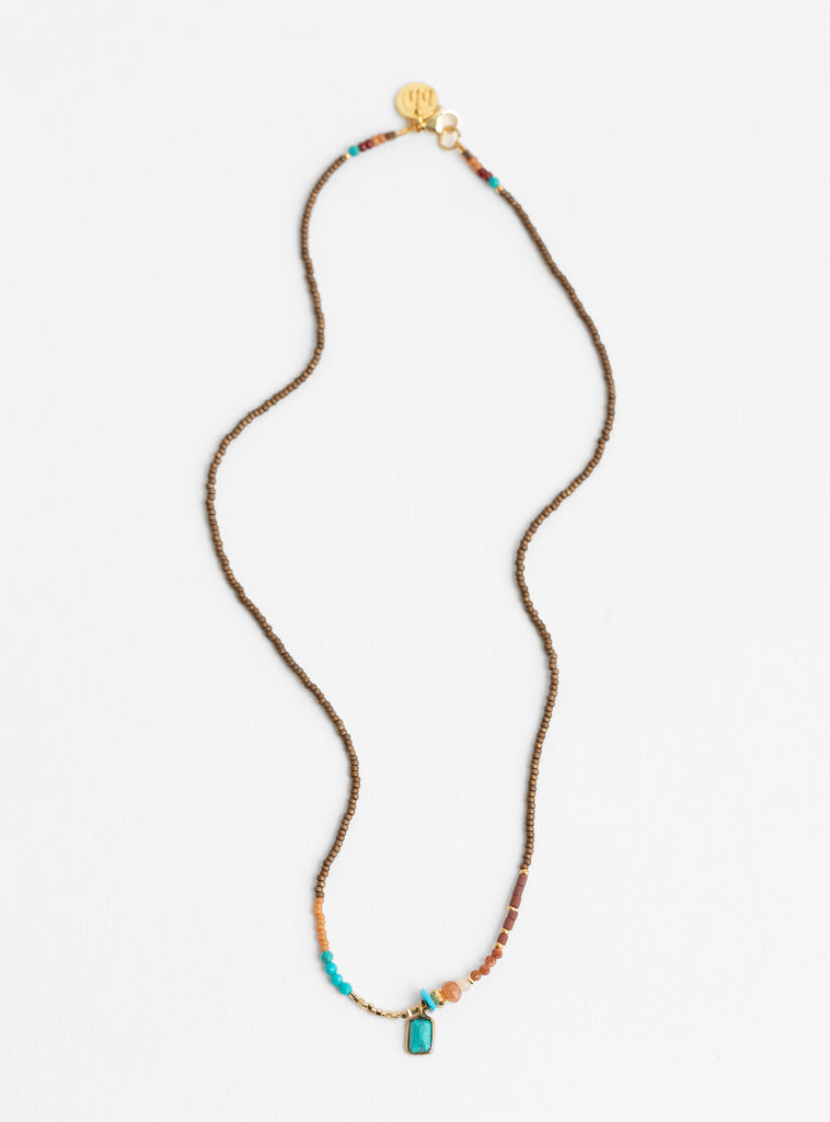 Tiny Pressed Rectangle Necklace Turquoise by Blythe Bruckner at Couverture and The Garbstore 