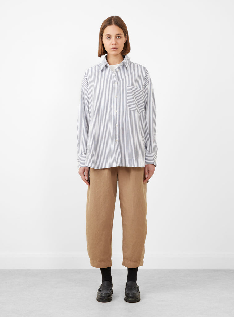 Aldea Oversized Button Down Cream and Black Stripe by Apiece Apart at Couverture and The Garbstore