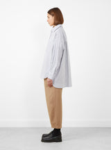 Aldea Oversized Button Down Cream and Black Stripe by Apiece Apart at Couverture and The Garbstore side profile 