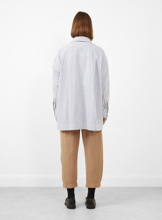 Aldea Oversized Button Down Cream and Black Stripe by Apiece Apart at Couverture and The Garbstore rear shot 