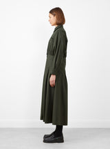 Pietra Maxi Shirt Dress Deep Olive by Apiece Apart at Couverture and The Garbstore side profile 