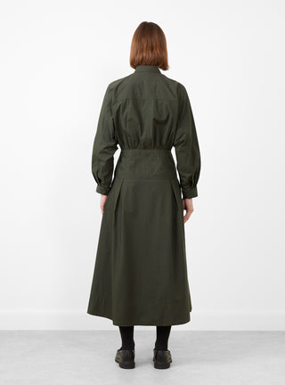 Pietra Maxi Shirt Dress Deep Olive by Apiece Apart at Couverture and The Garbstore rear shot 