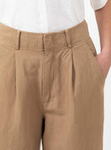 Petite Bari Crop Trouser Deep Khaki by Apiece Apart at Couverture and The Garbstore close up 