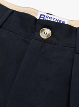 Double Pleated Pant Navy by Brother Brother at Couverture and The Garbstore close up 