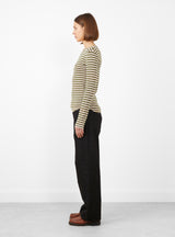 Charlotte Long Sleeve Top Pink and Olive by YMC at Couverture and The Garbstore side profile 