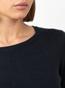 No.392 Eel Mini Rib Long Sleeve T-Shirt Navy by Extreme Cashmere at Couverture and The Garbstore close up