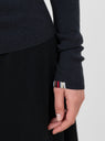 No.392 Eel Mini Rib Long Sleeve T-Shirt Navy by Extreme Cashmere at Couverture and The Garbstore close up 