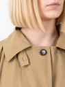 British Dry Oilskin Trench Golden Khaki by Cawley at Couverture and The Garbstore close up 