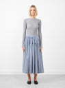 Japanese Striped Cotton Panel Skirt Blue, White and Navy by Cawley at Couverture and The Garbstore full profile 