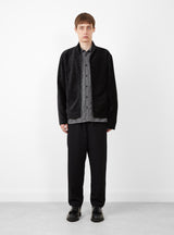 Interceptor Velour Cord Jacket Black by YMC at Couverture and The Garbstore close up 