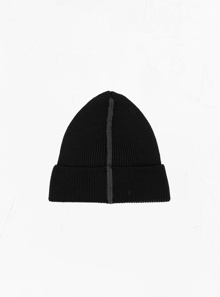 Stripe Rib Merino Wool Beanie Black by YMC at Couverture and The Garbstore