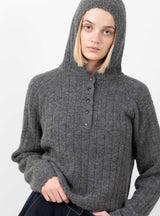 Baby Alpaca Hooded Sweater Grey by Cordera at Couverture and The Garbstore  close up 