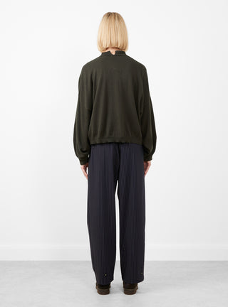 Cotton Cashmere Knit Cardigan Dark Moss by Cordera at Couverture and The Garbstore rear profile 